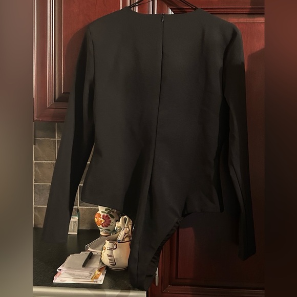 ZARA Black V-Neck Glam  Bodysuit with Chain Accent size extra large - Picture 7 of 8